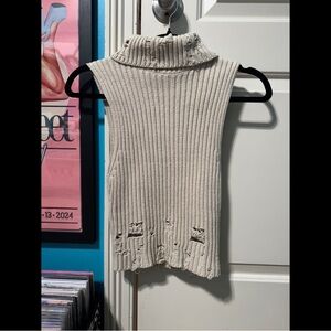 BDG Distressed Cream Sleeveless Sweater